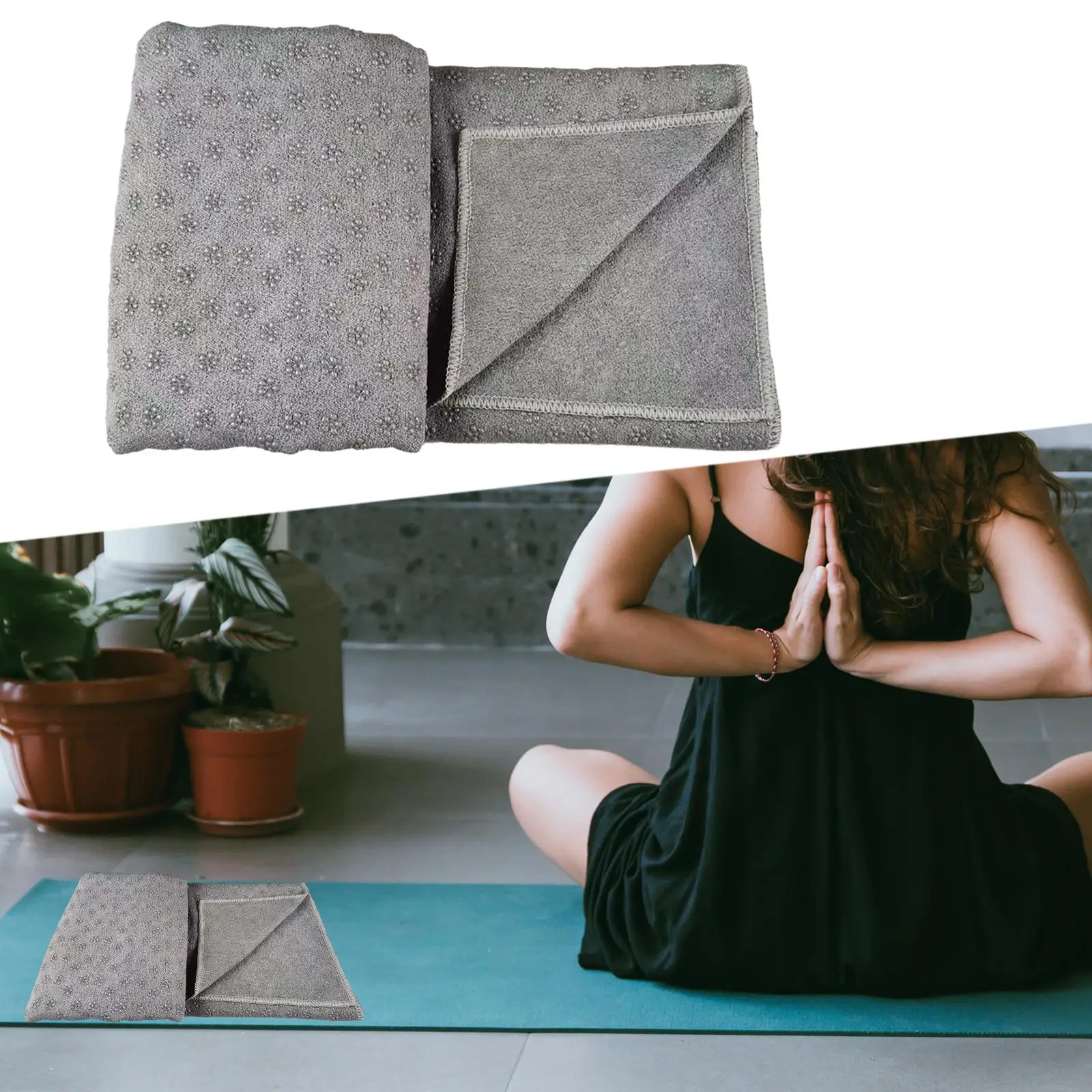 Yoga Mat Towel, Yoga Towel, Women Folded Yoga Mat Towel, Practice Sweat Absorbent Exercise Mat for Home Gym Pilates Travel