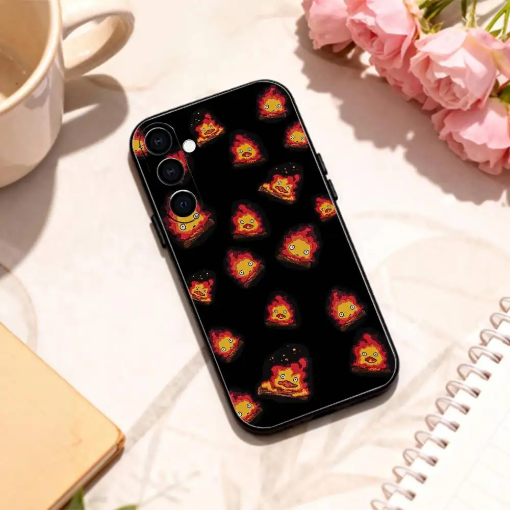 Charming Anime C-Cute Calcifer Soft Black Phone Case
