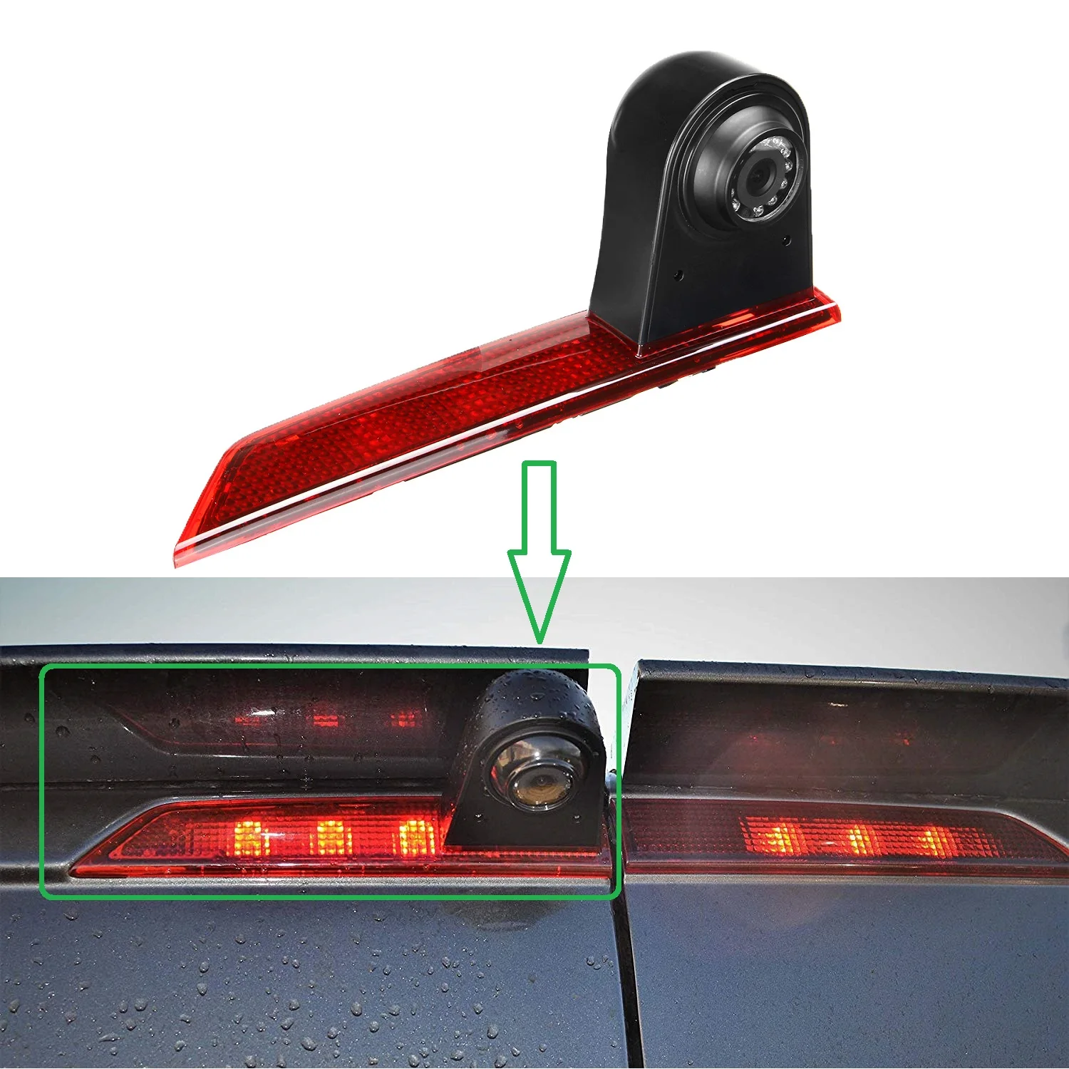 E9 Hd 3Rd Stop Lights Telecamera Per Visione Notturna Con Luce Freno Per Ford Transit Custom 2012-2019, Telecamera Di Retromarcia Per Retromarcia