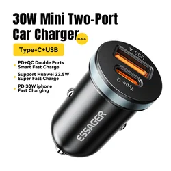 High-Speed 30W USB-C Fast Car Charger with Quick Charge Technology - Black 30W A TO C