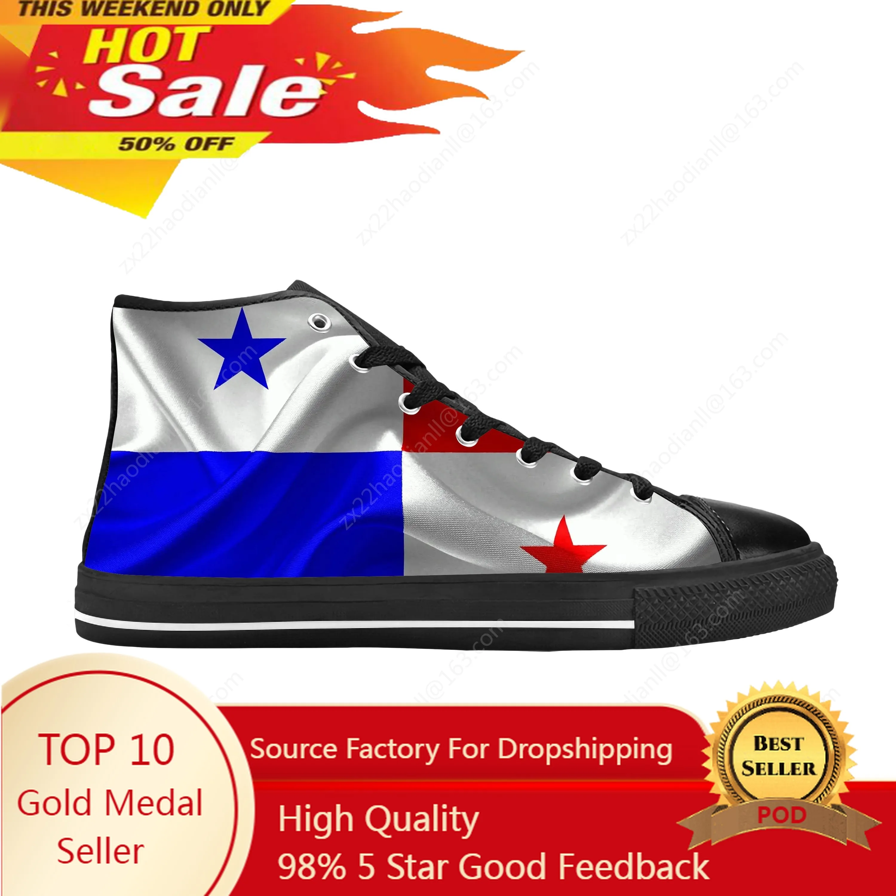 Panama Panamanian Flag Patriotic Pride Cool Funny Casual Cloth Shoes High Top Comfortable Breathable 3D Print Men Women Sneakers