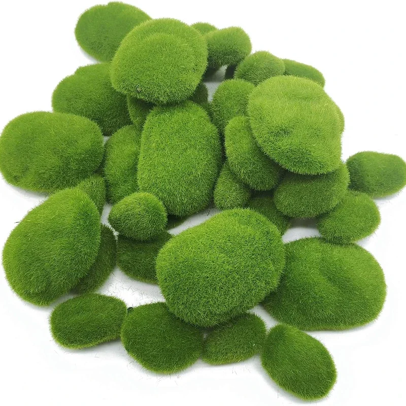 

10pcs Artificial Moss Rocks Foam Stones Faux Green Moss Covered Stones Fake Moss Balls Home Garden Landscape Decoration Ornament