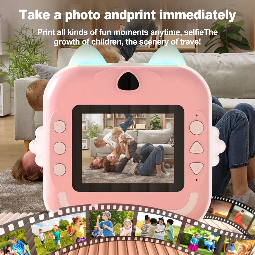 Kids Digital Children's Camera Instant Print & 57mm Thermal Printer For Video Photo From Fun Print APP Printing Educational Gift
