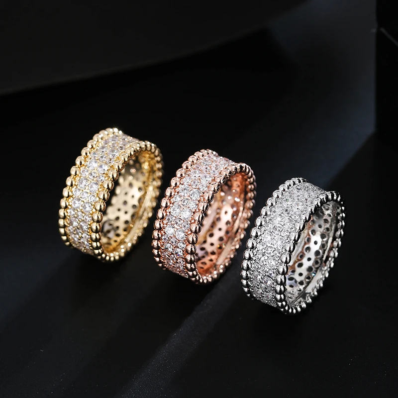 Ladies Shiny Kaleidoscope Starry 3A Zircon Ring Fashion Temperament Versatile Trend Index Finger Ring Wedding Ring Party  Gift J