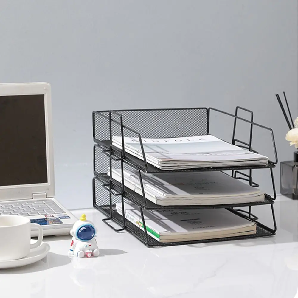 Office File Box Desktop A4 Document Organizer Stackable Laminated Papers Rack All-purpose Bathroom Storage Tray for Home - 6