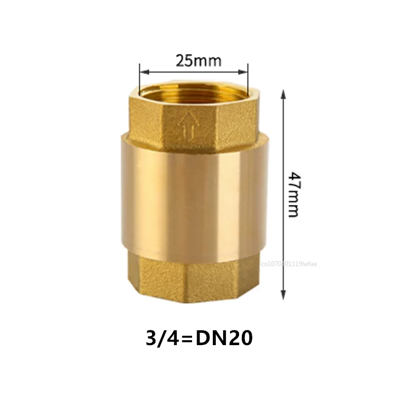 NPT Brass Check Valve Female Thread In-Line Spring for Water Control 1/2\