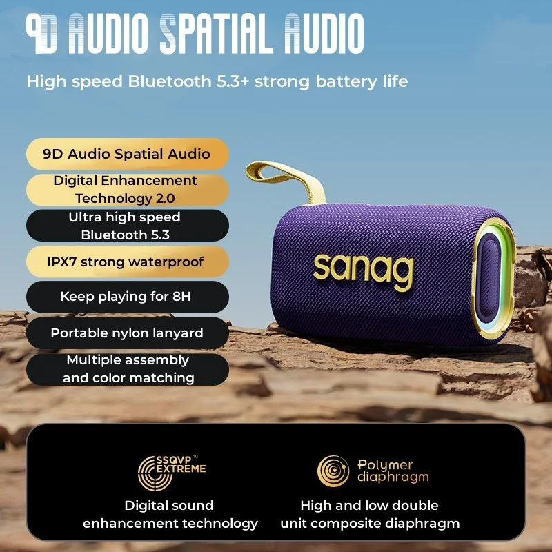 

Sanag M30S PRO Wireless Bluetooth Speaker 9D Sound Effect Portable Outdoor Travel Home IPX7 Waterproof Sound Nylon Strap Gift