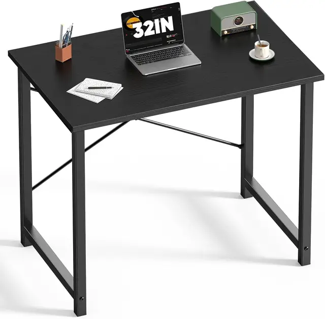32 Inch Modern Simple Style Wood Black Computer Desk for Home Office Study Writing Work Table