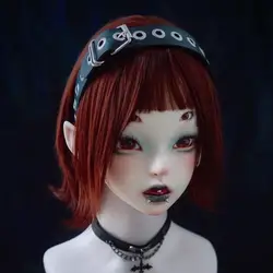 Edgy Gothic Punk Leather Buckle Hairband - Dark Black Hair Accessory (Black)
