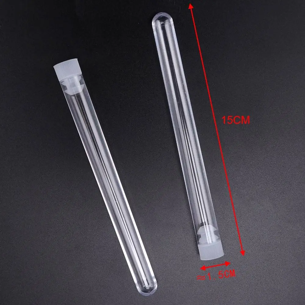 Plastic Test Tubes 10PCS 15x150mm Plastic Test Tubes Vials Sample Container Sample Tube With Cap For Office School Chemistry Supplies