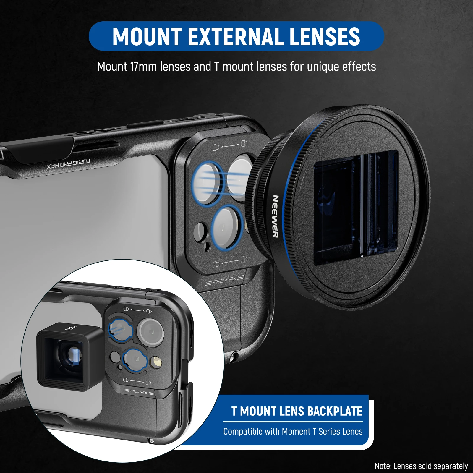 Cage Per IPhone 15 Pro Max Neewer - Con Adattatore Filtri 67mm E Supporto Obiettivi 17mm - Foto 6