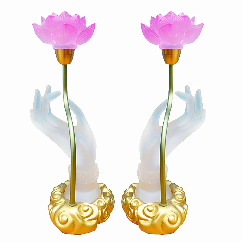 Colorful Lotus Discolores Crystal Lamp Plug In Payment Glazed Bergamot LED Buddha Lamp Household Prayer Buddhist Utensils