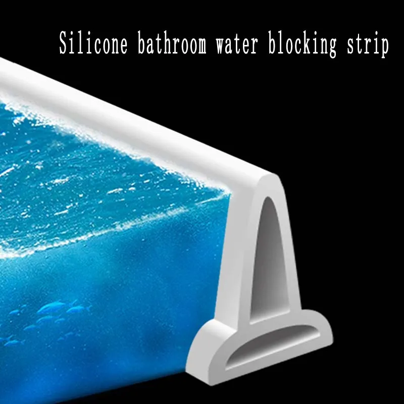 

1M/2M Silicone Bathroom Water Stopper Blocker Shower Dam Non-slip Dry And Wet Separation Flood Barrier Door Bottom Sealing Strip