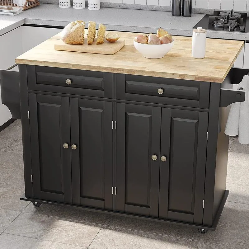 Rolling Kitchen Island with Drop Leaf, Movable Kitchen Carts on Wheels Island with Storage Cabinet, Island Table for Kitchen wi