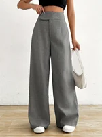 Plus size women's loose fit pants with zipper waist and pleated design featuring fashionable woven fabric - Image 2
