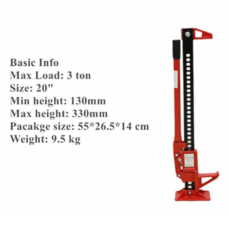 1 Pack 3-Ton Staal Hi Lift Jack Laadvermogen 20 "33"48 "60" Farm Lift Jack Voor Suv offraod Rescue Rode Alle Cast Jack Univeral