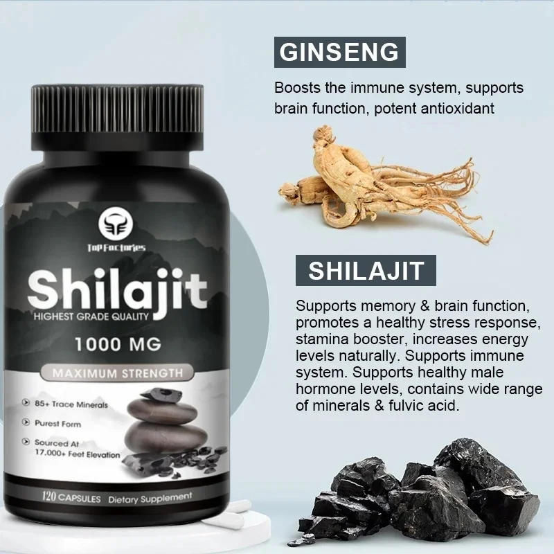 Pure Himalaya Shilajit 1000mg High Efficiency Organic Capsules, 90 Capsules Containing Fulvic Acid And Trace Minerals