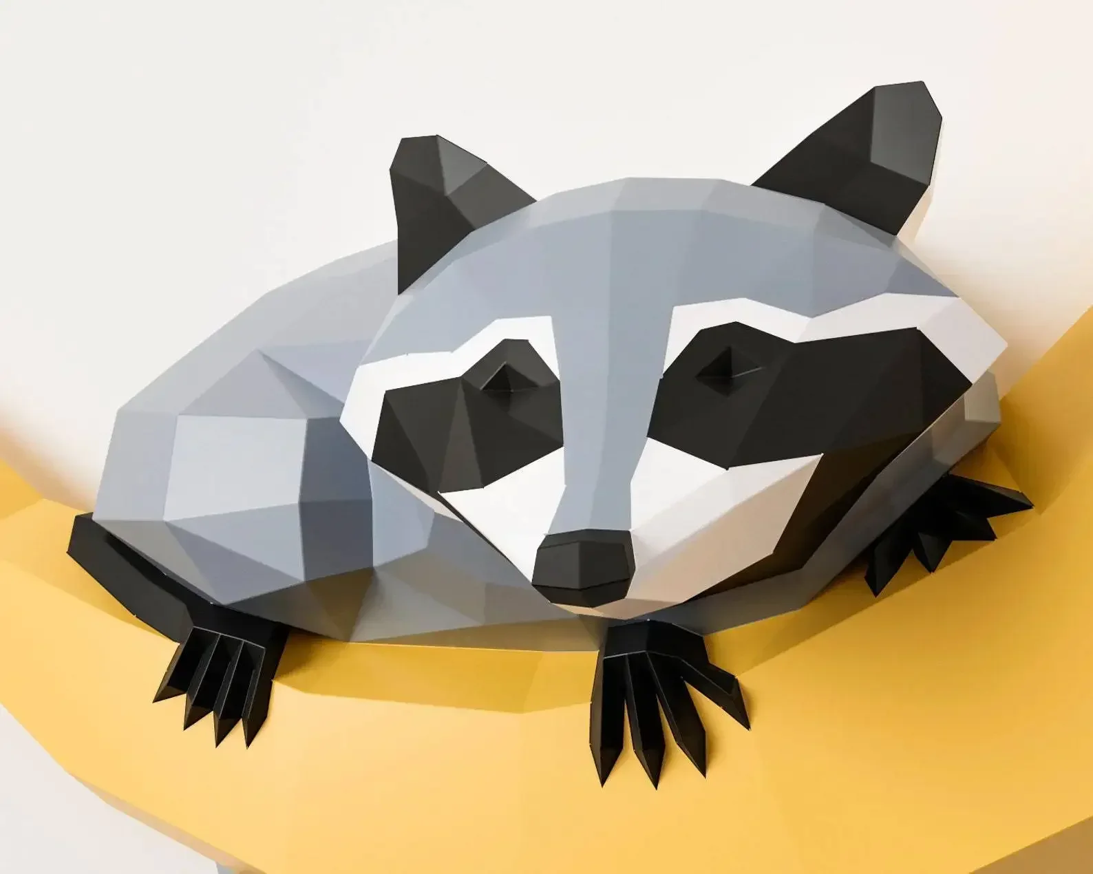 62cm Handmade DIY Geometric Origami Model High Raccoon on The Moon 3D Animal Sculpture Raccoon Papercraft Bedroom Living Room