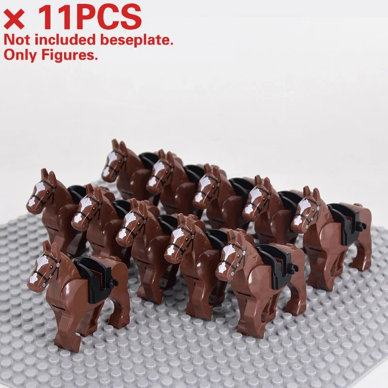 Medieval Military Sets Cavalry Figures War Horse Animals Building Blocks Parts Knight Weapons Accessories Toys for kids gifts 5