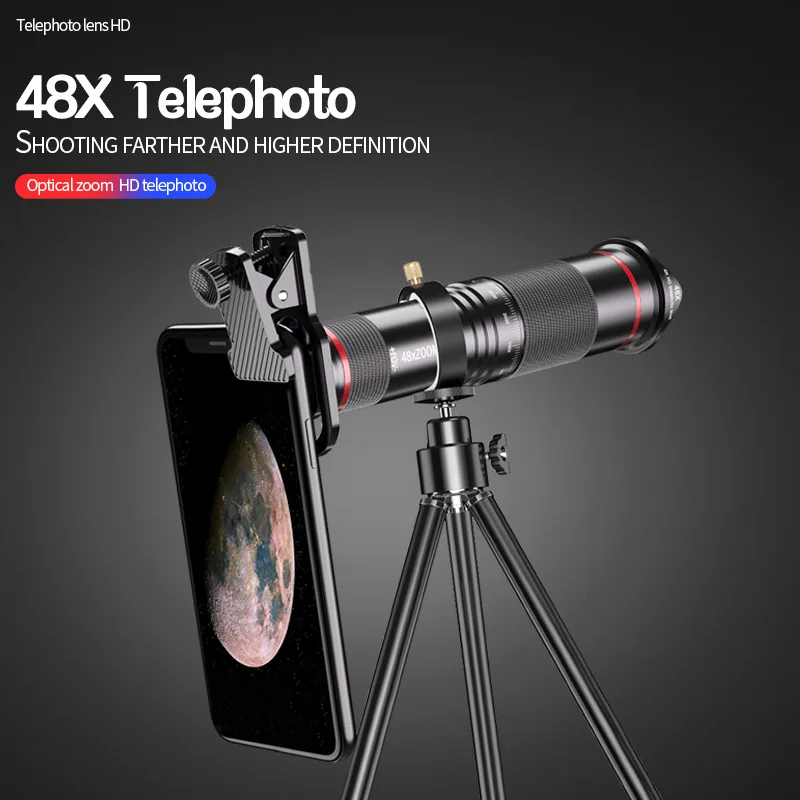 

HD Metal 48X Telescope Telephoto Lens Monocular Mobile Phone Camera lens Plus Accessories for Samsung iPhone 11 X All Smartphone