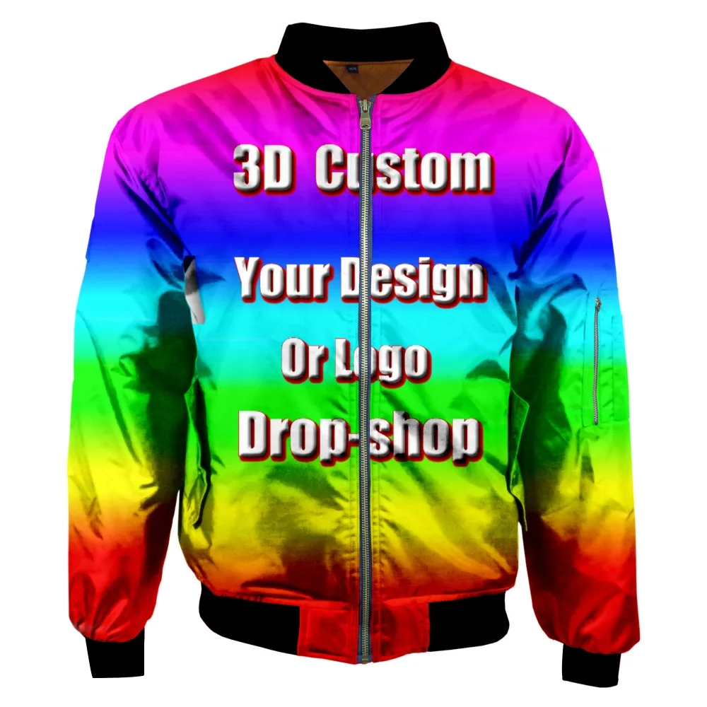 Dropshipping Custom Made/DIY Unisex Fashion Tracksuit Winter Thick Men For Women 3D Print Bomber Jackets