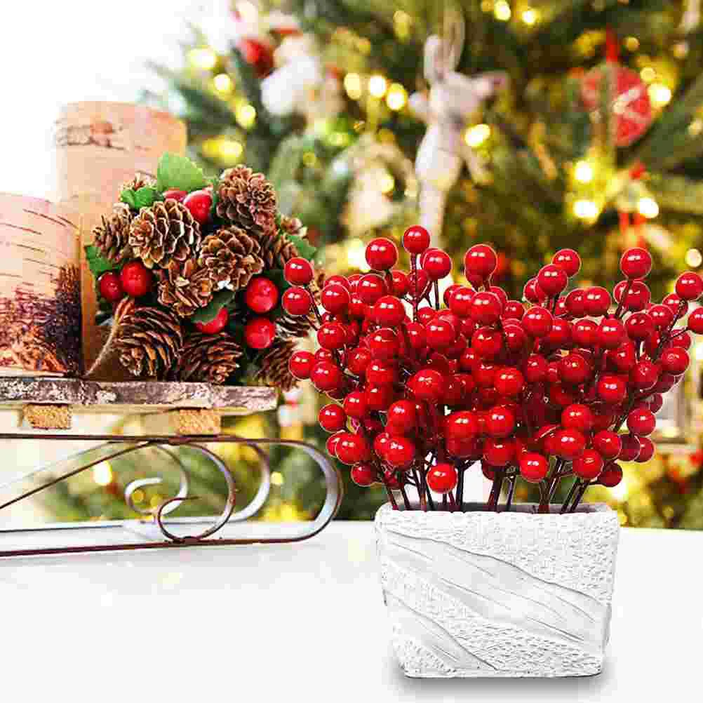

Berry Artificial Picks Stems Branches Berries Red Faux Christmas Holly Fake Flower Plastic Floral Fruit Stem Cedar Simulation