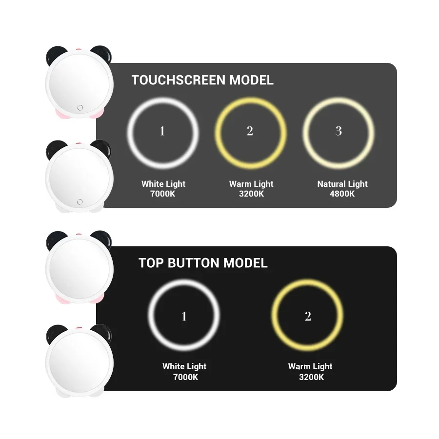 3 Lighting Mode Led Makeup Mirror With Stand Design Charging Bench Makeup Mirror Ins Girls Small Portable