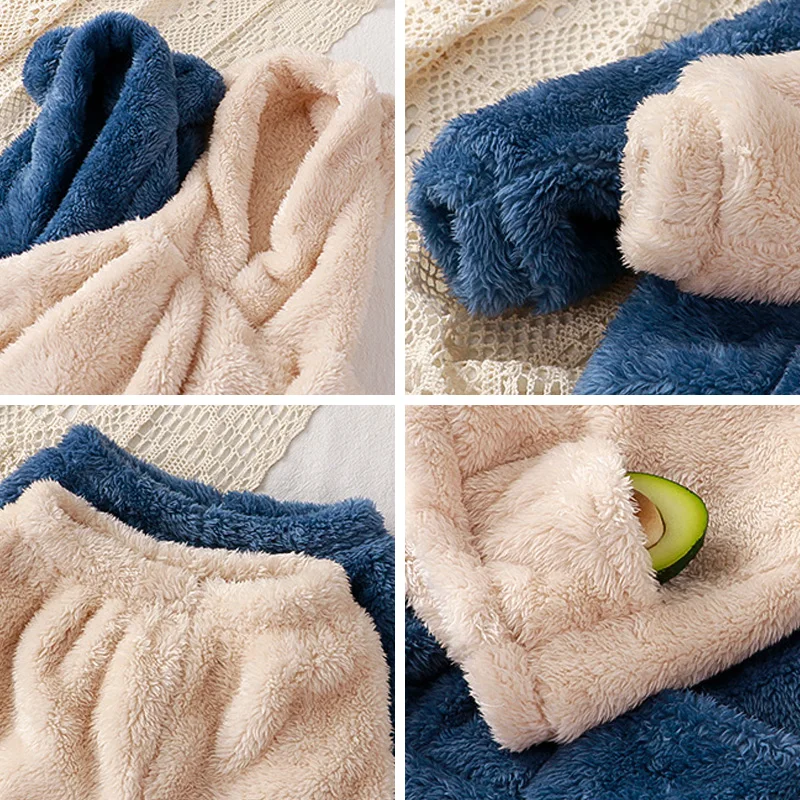 طقم بناطيل وهوديز صوفية دافئة للأطفال، ملابس أطفال...