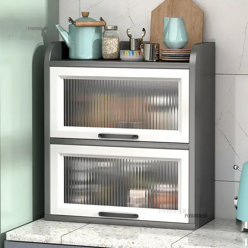 Condiment Kitchen Cabinet for Home Furniture Table Top Shelf Simple Seasoning Cabinet Multi-layer Storage with Flip Door