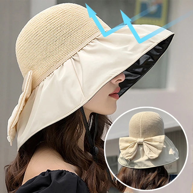 Women SummerShell Sunshade Hat UV Protection Dual Use Hair Hoop Sun Hats  Outdoor Beach Soft Foldable Wide Brim Bucket Caps - AliExpress