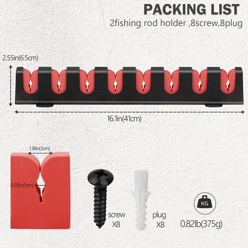 THKFISH 1쌍 낚싯대 보관 랙 8홀 벽걸이 낚싯대 홀더 브래킷 수직 수평 낚싯대 스탠드
