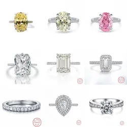 Hot Sale 925 Sterling Silver Wedding Rings Finger Luxury oval cut 3ct Diamond Rings For Women Engagement gemstone Jewelry Anel