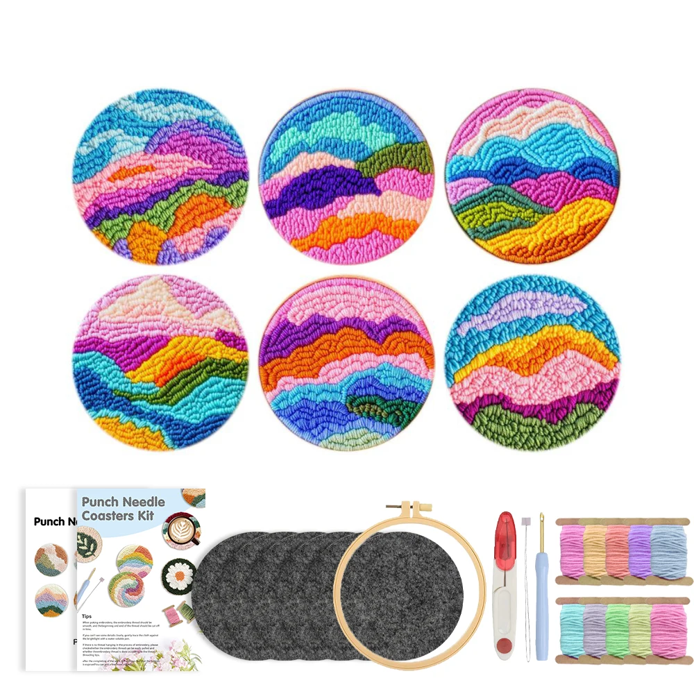 Sunset Punch Needle Coasters 2