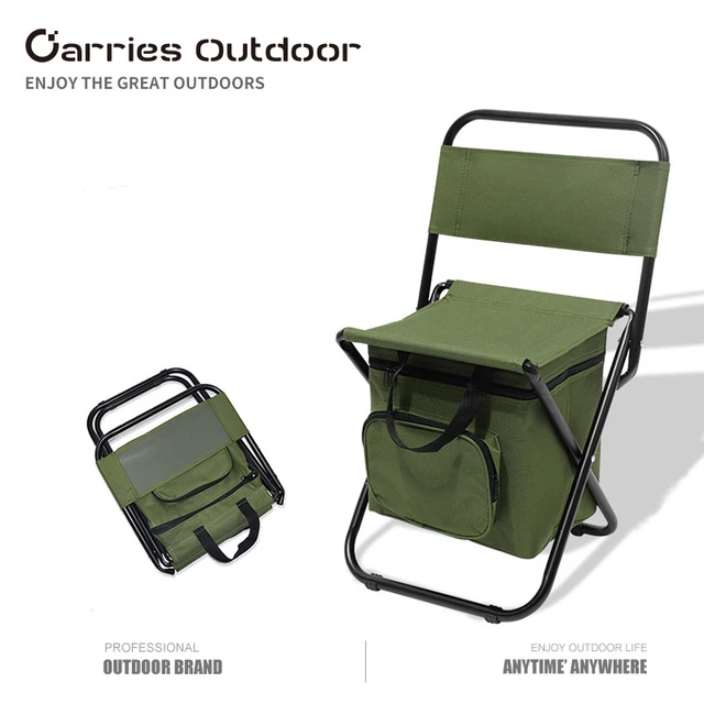Portable outdoor folding ice pack chair with storage bag and