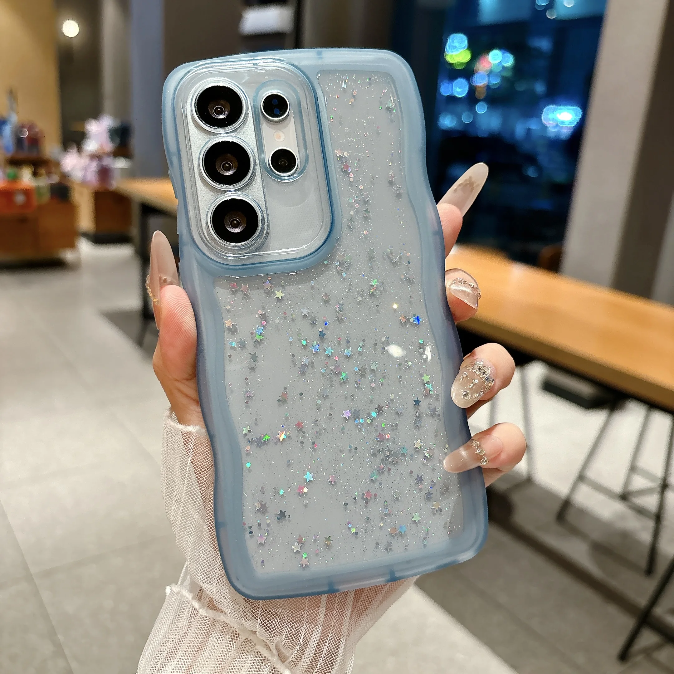 Stylish Clear Drip Glue Star Wave Shockproof Soft Phone Case
