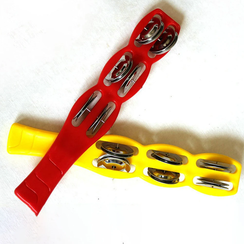 4 pcs Plastic Jingle Stick Tambourine Stick Jingle Bells Shaker Musical Percussion Instrument Children Xmas Party Favors