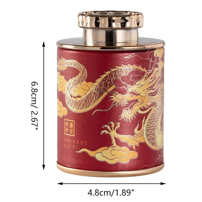 Tea Canister Portable Sealed Dragon Print Mini Home Packaging Travel Storage Empty