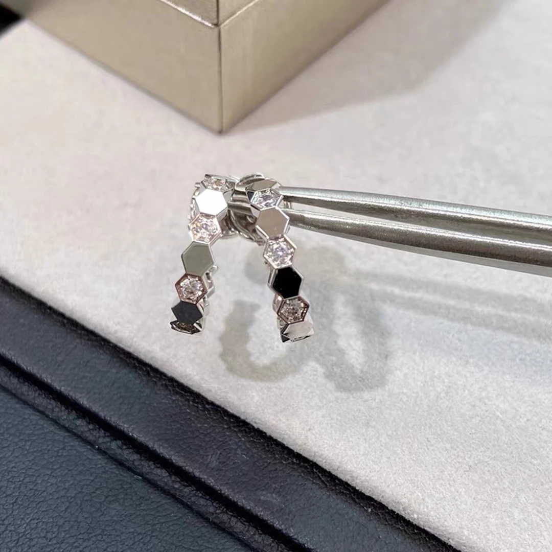 Fine Jewelry 925 Sterling Silver Women's Daily Work Jewelry. Elegant Hexagonal Design Trend Party Jewelry Holiday Gift - 2