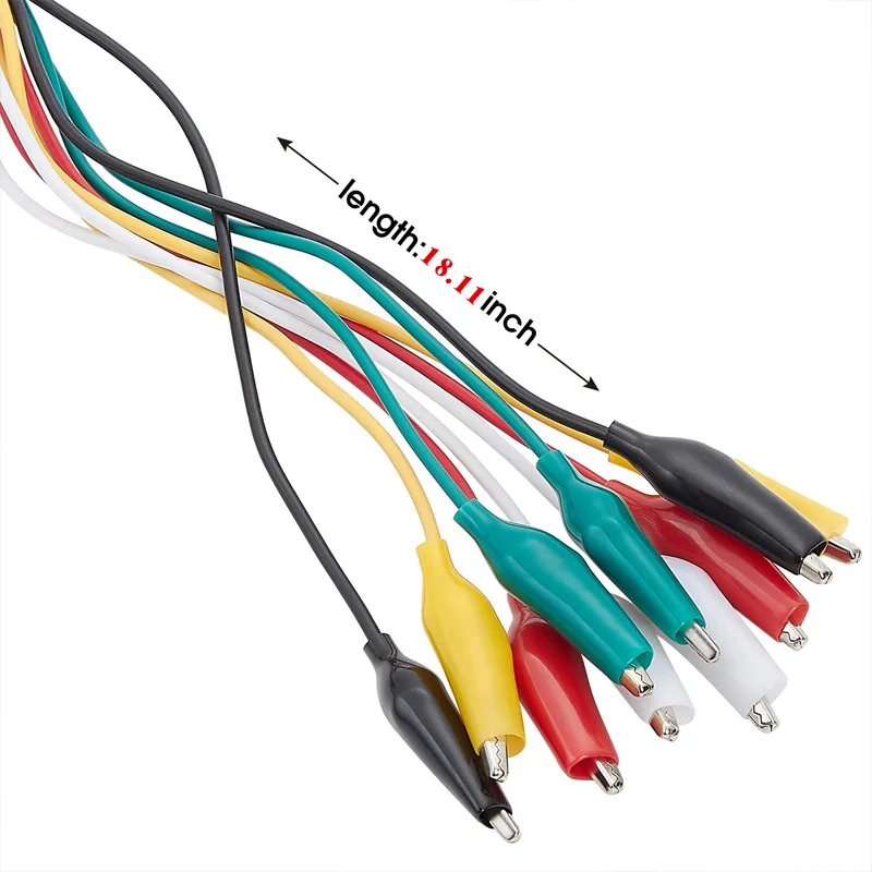1Set / 10PCS 46CM Alligator Clips Electrical DIY Test Leads Alligator Double-ended Crocodile Clips Roach Clip Test Jumper Wire