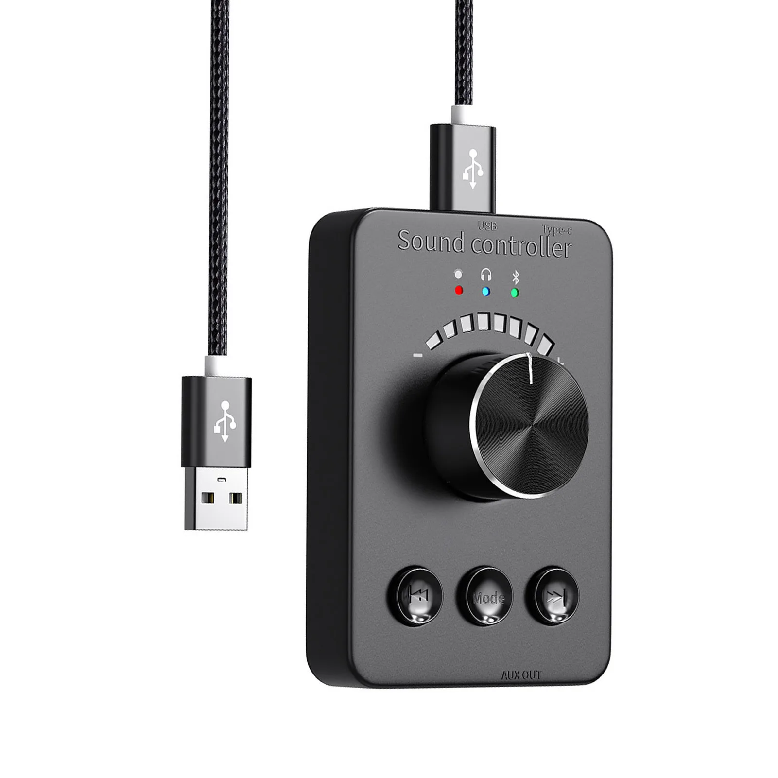

USB-мультимедийная ручка управления громкостью, 2 аудиопорта 3,5 мм