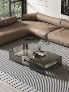 Light Luxury Minimalist Natural Marble Coffee Table Large and Small Apartment Type Living Room Glass Creative Coffee Table