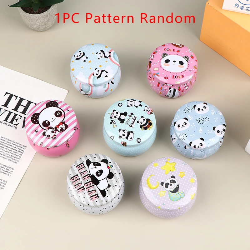귀여운 팬더 캔디 캔들 차 캔 주석 항아리 DIY 뚜껑이 있는 빈 금속 용기 만들기 홀더, 정리 보관 케이스