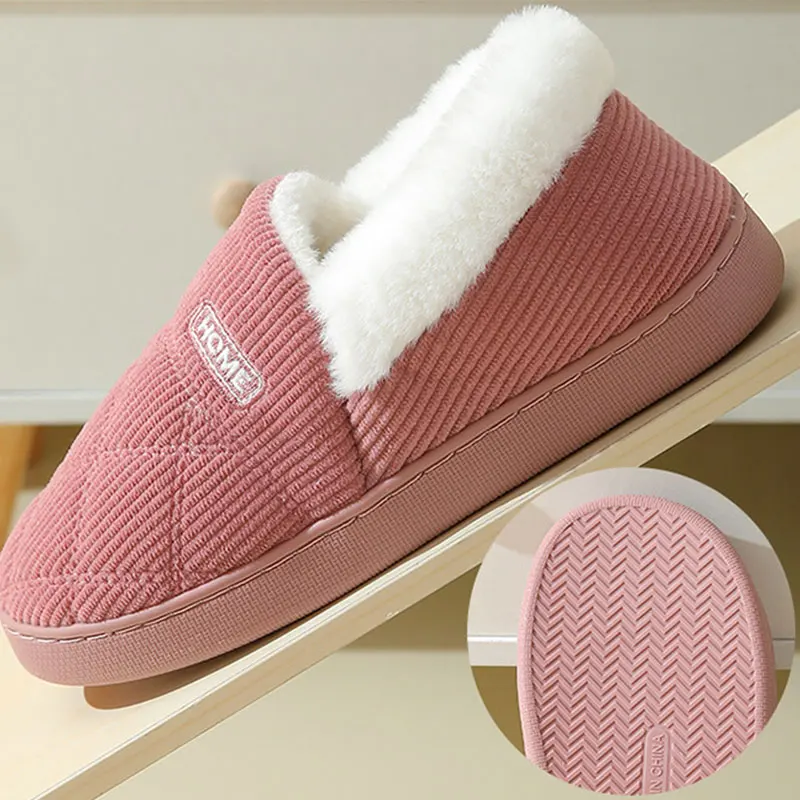 Shevalues Women Plush Slippers Winter Warm Fur Antiskid Cloud Slippers Outdoor Breathable Thick Flat Sole Slipper Home Slippers 3