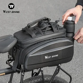 WEST BIKING Borse per sedili posteriori per bicicletta di grande capacità Borsa per portabici da strada MTB multiuso in EVA Borsa per portapacchi posteriore per ciclismo espandibile