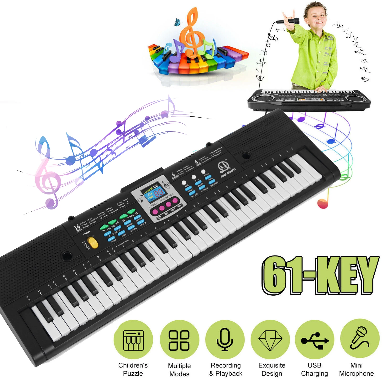61key Multifunctional Electronic Keyboard Children Digital Electric Piano Microphone Beginner Electronic Keyboard Instrument electronic piano electronic musical instrument musical instrument