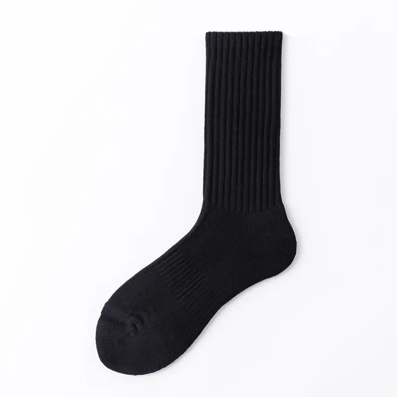 

Men's socks Summer thin full pure cotton odor -proof mid -tube black and white solid color antibacterial breathable