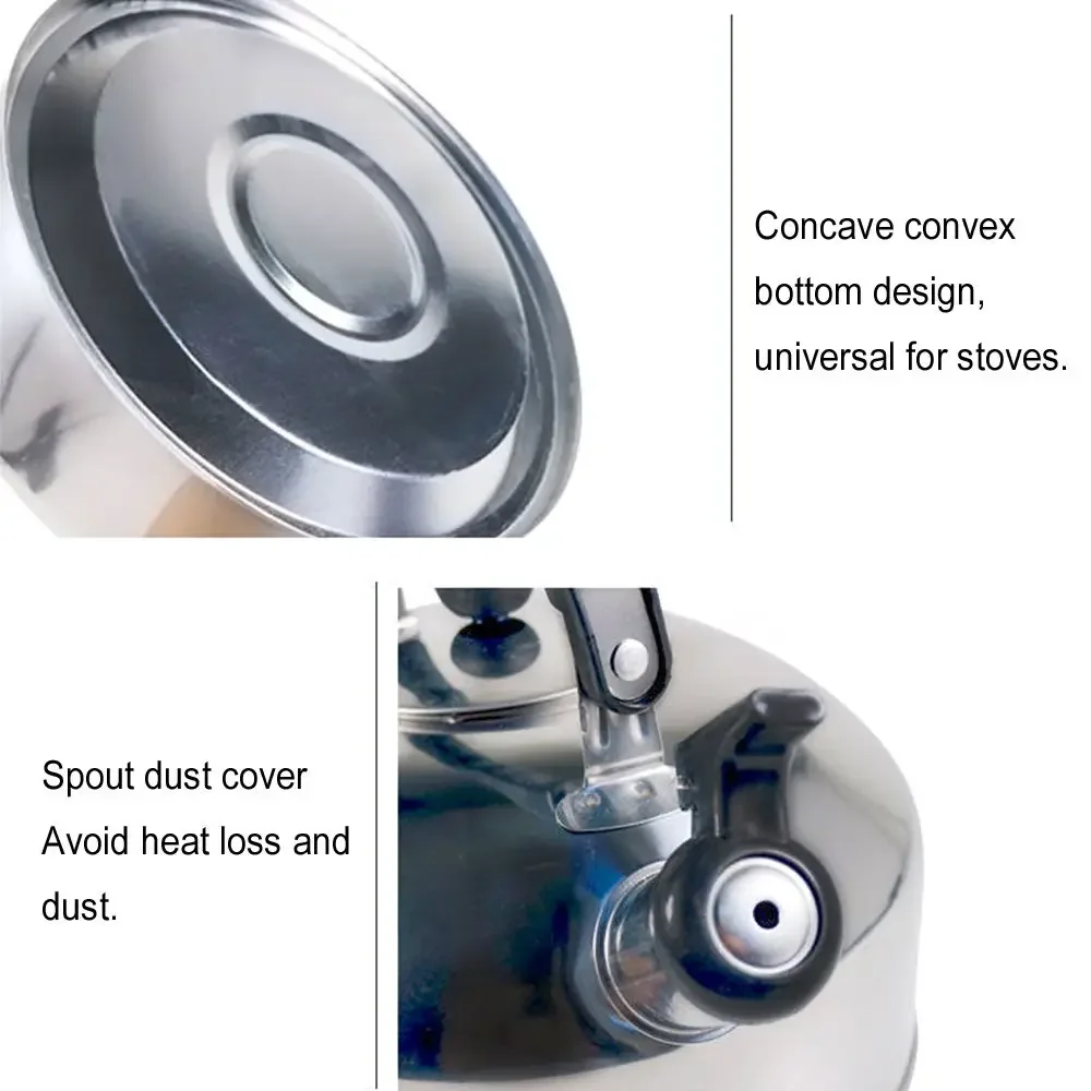 3L Stainless Steel Teapot Stove Gas Water Kettle Whistling Kettle Teapot for Trips Hiking Cooking Teakettle Ergonomic Handle whistling teapot