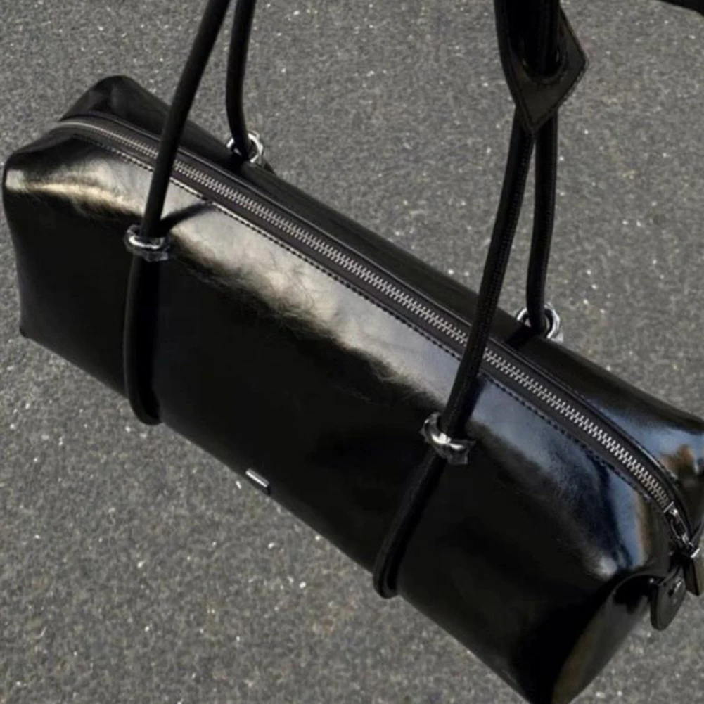 Women Casual Clutch Handbag Large Capacity PU Boston Pillow Bag Mini Clutch Purse Solid Color Zipper Closure for Vacation Party