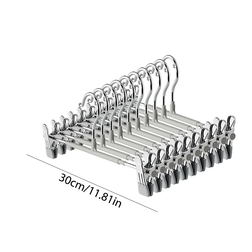 10PCS Pants Skirt Hangers with Adjustable Clip Non Slip Saving Space Stainless Steels for Hanging Trousers/Socks/Skirts/Coats 6