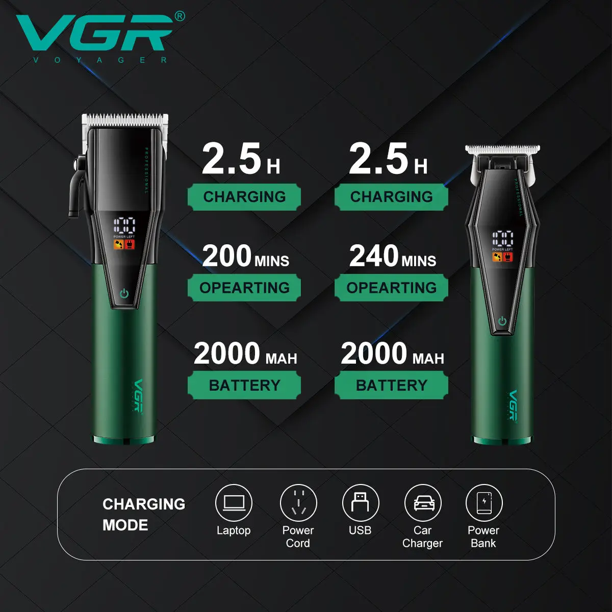 VGR طقم ماكينة حلاقة الشعر الكهربائية الاحترافية ل...